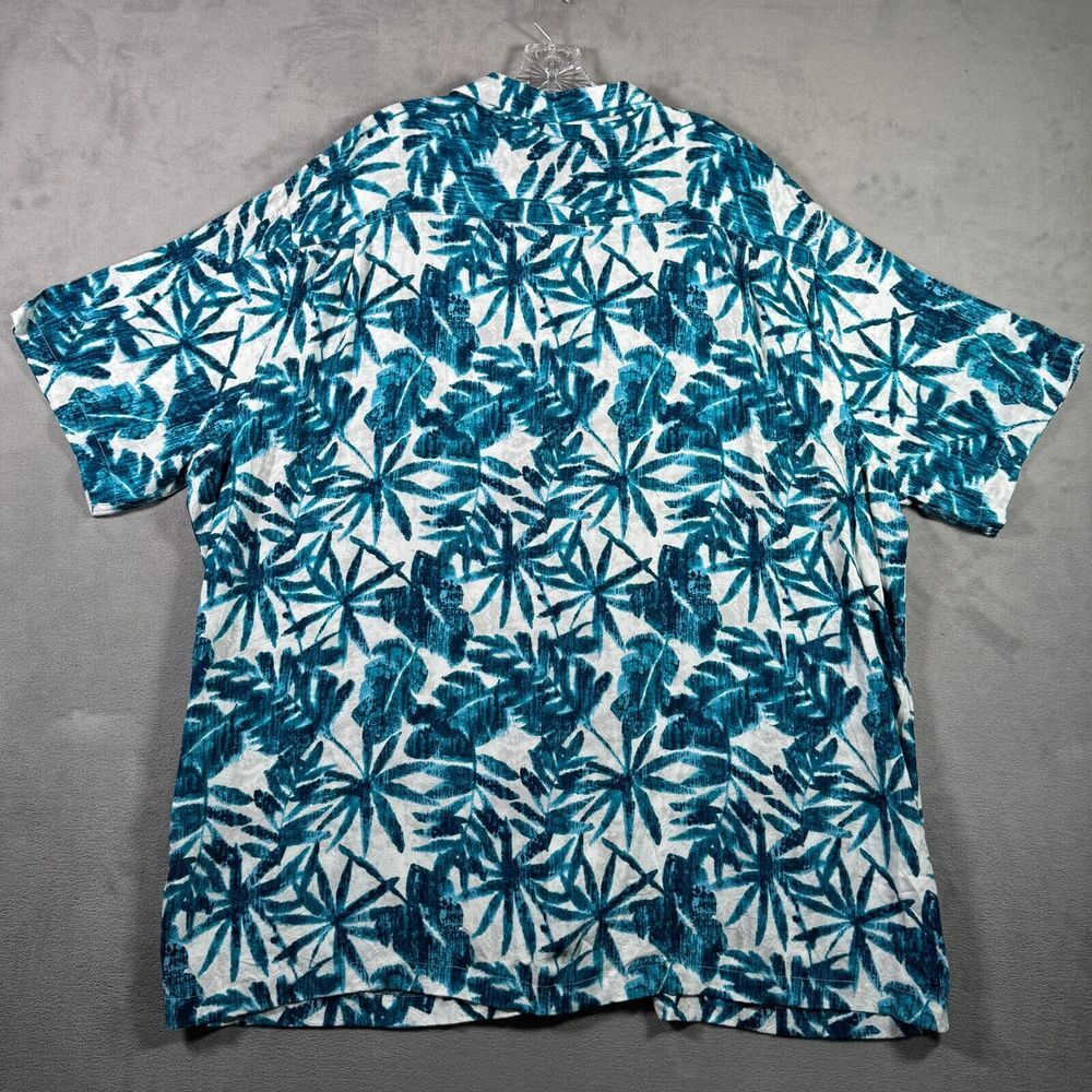 Caribbean Camp Shirt Mens 3XB Blue White Tropical Palm Short Sleeve Button NWOT - Picture 3 of 9